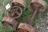 2 Pairs Steel Wheels on Axles