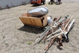 Assorted Metal Piping, Angle Iron, Metal Yard Art, Aluminum Boat Tank, and More