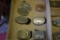 Six belt buckles: Grove OK, German Shepherd, Jakes Seed Corn, Pete, Critters, Stoffer Seed Corn