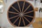 45in wood spooked wheel mounted on wall with glass top