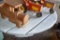 Custom Wooden Toy Truck, (2) Metal and Plastic Toy Tractors Both In Need Of Repair