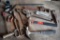 Hammer, crescent wrench, and pipe wrench