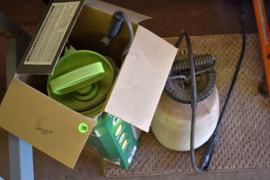 Two garden and lawn hand held tank sprayers