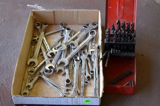 Assortment of wrenches and drill bits