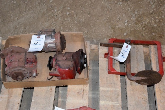 (3) Untested mags, step for vintage car, and battery hold down