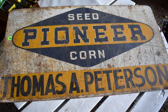Pioneer Seed Corn Metal Sign, 30'' x 18" Double Sided