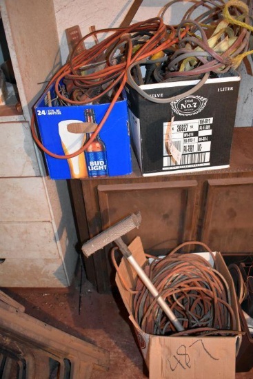 (3) Boxes Of Electrical Cord, Tie Downs, Misc. Shop Supplies
