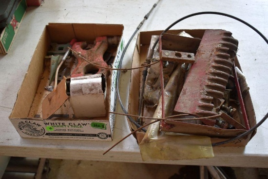 Two boxes of sickle tools, assortment of international parts