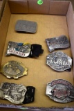 7 belt buckles: Midland farm power, MO, LI, Min, Wis, Twins