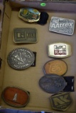 9 belt buckles: Funks Seed Corn, Kalo Seed Corn, 1984 Heston National Finals Rodeo