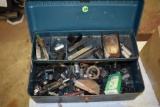 Tackle box full of assorted ignition parts suck as points, condensers, rotors and fuller gauges