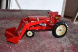 Ertl 656 Scale 1/16 Model tractor With Loader, Broken Fender, No Box, Repaint