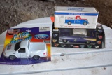 37 Chevy Pickup Die Cast Bank With Box, Viking Die Cast Car With Box, Ford f150 Truck On Card