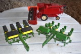 Ertl Combine Repainted, John Deere 494 Planter 1/16 Scale With Damage, John Deere 7000