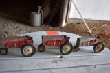 (3) tru Scale Tractors, All Missing Paint And Played With