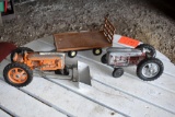 (2) Hubley Tractors, Possibly Missing Pieces, Ertl Hay Wagon
