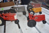 (5) Small Scale Hubley Tractors, All Need Repair
