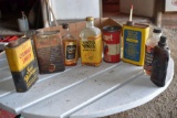 Assortment Of Advertising Litho Cans And Bottles With Paper Labels