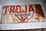 Tin Trojan Seed Corn Single Sided Sign 27.5''x 13.5''