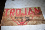 Tin Trojan Seed Corn Single Sided Sign 27.5''x 13.5''
