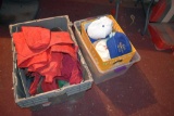 (2) Totes And One Box Containing Seed Corn And Assorted Hats
