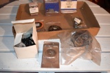 Assortment Of New Parts, Gauges, Condenser, Emblems, Switches, Voltage Regulator