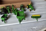 Assorted 1/64 Scale John Deere Tractors, Auger Wagon, Seeder, Gravity Box, Steiger Tractor