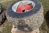Set Of 13.6x28 Tires On Spin Out 8 Bolt Rims, Diamod Tread