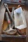 Box Of Asst. Hand Tools, Small sledge Hammer, Prybar, Folding Ruler