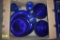 Blue Glass Plates, Saucers and Glasses