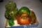 Green and Amber Carnival Glass
