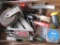 Box of Misc. Tools Including Tape Measure, Quick Square, Screwdrivers