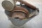 Box of Antique Reeves Coal Bucket, Hudson Pump Sprayer and 2 Flat Top Milk Can Lids