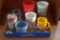 Box of Advertising Glasses and Mugs Including Unopened Pull Tab Grain Belt Steel Can