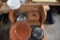 Serving Tray With Assorted Bowls and Wood Basket
