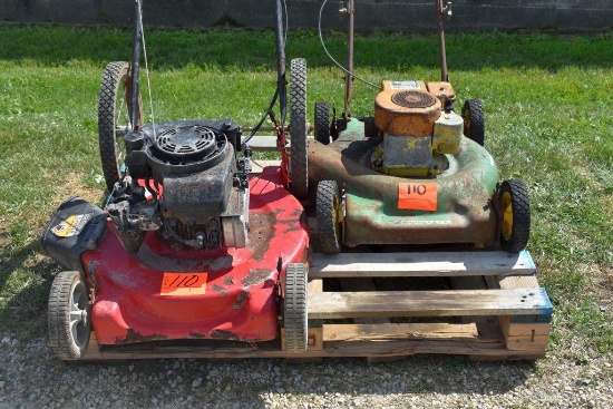 2 Push Mowers Including 1 Non Running John Deere Model NO20F SN NO20F073106M And 1 Non