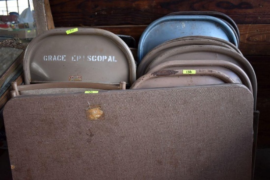 Assortment of Vintage Folding Chair 16 + 1 Folding Table