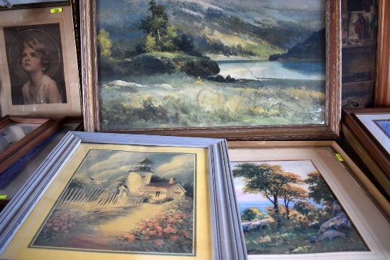 3 Prints: All Approx. 29"x24". Ocean by RW Watson, Lighthouse, Mountain by Robert Woods