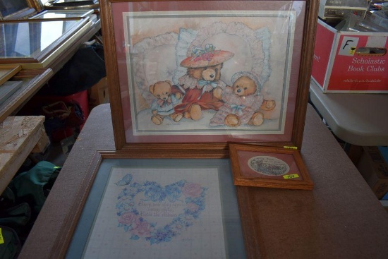 3 Prints: Teddy Bears 22"x18", Heart 17"x17", Bunny 6"x8"