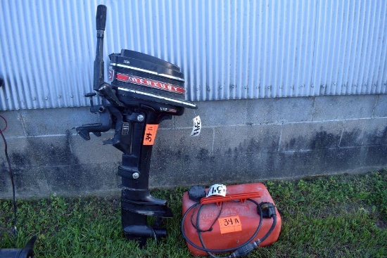 Mercury Outboard Motor, Ran When Last Used And Gas Tank, 4HP, Merc. 40
