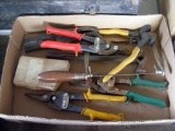 Assorted Tools Including Sheet Metal Cutter and Coping Saw