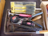 Assorted Tools Including Wood Chisels, Hammer and Wrenches