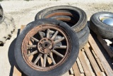 Model T Tires Including 1 With Partial Wooden Rim