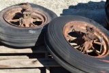 2 John Deere Steel Spoke Wheels With Tires, 16