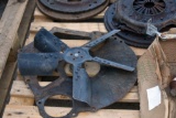 Misc. Pallet of Automotive Parts Including Fly Wheels, Fan, Transmission Cover