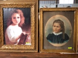 2 Little Girl Pictures, Vintage Frames, Approx. 24