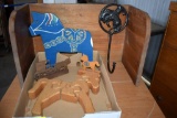 4 Wooden Horses and Hanger
