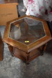 6 Sided Glass Top End Table, 20