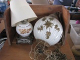 Box of Vintage Lamps Including Swag Lamps