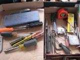 Box of Misc. Tools Including Tape Measure, Screwdrivers, Allen Wrenches
